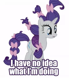 Size: 603x684 | Tagged: caption, derpibooru import, i have no idea what i'm doing, image macro, meme, rarity, safe, text