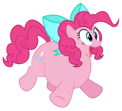 Size: 3332x3033 | Tagged: safe, artist:aleximusprime, derpibooru import, edit, vector edit, pinkie pie, pony, flurry heart's story, bow, chubbie pie, chubby, cute, diapinkes, excited, fat, female, jumping, open mouth, plump, pudgy pie, simple background, solo, transparent background, vector