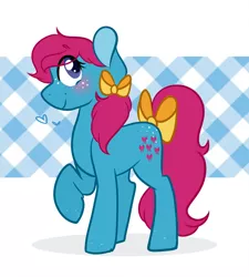Size: 848x942 | Tagged: safe, artist:bubaiuv, deleted from derpibooru, derpibooru import, bowtie (g1), pony, bow, cute, g1, g1 to g4, generation leap, solo, tail bow, tieabetes