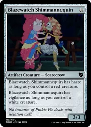 Size: 375x523 | Tagged: safe, derpibooru import, edit, edited screencap, screencap, pinkie pie, equestria girls, equestria girls series, sunset's backstage pass!, spoiler:eqg series (season 2), actual sunset shimmer, ccg, clothes, female, food, magic the gathering, marshmallow, shoes, sneakers, trading card, trading card edit