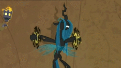 Size: 1280x720 | Tagged: angry, animated, bondage, changeling, changeling queen, derpibooru import, edit, edited screencap, female, former queen chrysalis, frenemies (episode), magic, no sound, queen chrysalis, safe, screencap, struggling, webm