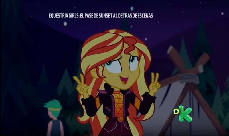 Size: 1516x900 | Tagged: safe, derpibooru import, screencap, sunset shimmer, equestria girls, equestria girls series, sunset's backstage pass!, spoiler:eqg series (season 2), air quotes, discovery kids, geode of empathy, magical geodes, night, tent