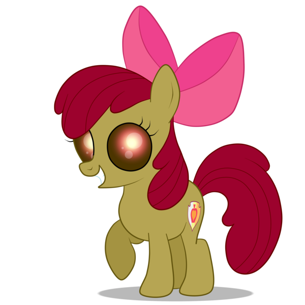 Size: 3000x3000 | Tagged: safe, artist:squipycheetah, derpibooru import, apple bloom, earth pony, pony, undead, zombie, zombie pony, story of the blanks, adorabloom, alternate cutie mark, apple bloom's bow, blanked apple bloom, bow, cute, cutie mark, female, filly, hair bow, happy, looking at you, raised hoof, simple background, smiling, solo, the cmc's cutie marks, transparent background