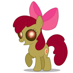 Size: 3000x3000 | Tagged: safe, artist:squipycheetah, derpibooru import, apple bloom, earth pony, pony, undead, zombie, zombie pony, story of the blanks, adorabloom, alternate cutie mark, apple bloom's bow, blanked apple bloom, bow, cute, cutie mark, female, filly, hair bow, happy, looking at you, raised hoof, simple background, smiling, solo, the cmc's cutie marks, transparent background