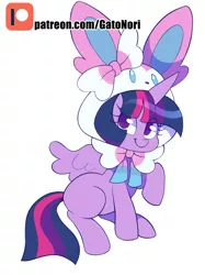 Size: 2048x2732 | Tagged: safe, artist:norithecat, derpibooru import, twilight sparkle, twilight sparkle (alicorn), alicorn, pony, sylveon, clothes, costume, cute, female, mare, patreon, patreon logo, pokémon, smiling, solo, twiabetes