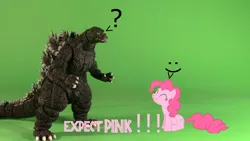 Size: 900x506 | Tagged: crossover, derpibooru import, godzilla, godzilla (series), irl, kaiju, photo, pinkie pie, safe, sh monsterarts, tamashii nations, toy