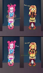 Size: 1900x3220 | Tagged: suggestive, artist:lightning_musicwave, derpibooru import, pinkie pie, sunset shimmer, equestria girls, equestria girls series, sunset's backstage pass!, spoiler:eqg series (season 2), :o, but why, clothes, comic, eyes closed, fart, fart fetish, fart noise, farting contest, female, females only, fetish, geode of empathy, geode of sugar bombs, gritted teeth, jacket, leather jacket, magical geodes, nudity, onomatopoeia, open mouth, poop, pooping, shoes, sneakers, sound effects, toilet