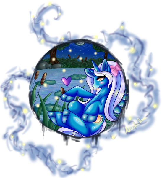 Size: 4210x4608 | Tagged: safe, artist:nishchan, derpibooru import, oc, oc:fleurbelle, alicorn, firefly (insect), insect, pony, alicorn oc, beautiful, blushing, bow, cute, female, grass, grass field, hair bow, heart, horn, lilypad, mare, moon, night, pond, pretty, sitting, stars, sweet, wings