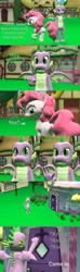 Size: 1920x6480 | Tagged: 3d, artist:papadragon69, carousel boutique, comic, comic:spike's cyosa, cyoa, derpibooru import, dragon, fourth wall, knocking, older, older spike, pinkie pie, safe, source filmmaker, spike, teenager, teenage spike, winged spike