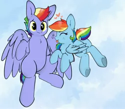 Size: 3300x2879 | Tagged: safe, artist:itsmeelement, derpibooru import, bow hothoof, rainbow dash, pegasus, pony, cute, duo, eyes closed, father and child, father and daughter, father's day, female, male, tongue out, underhoof