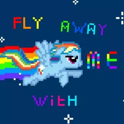 Size: 1000x1000 | Tagged: safe, derpibooru import, rainbow dash, pegasus, pony, 8-bit, don't dead open inside, needs more jpeg, pixel art, rainbow trail
