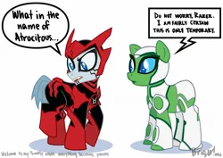 Size: 1754x1240 | Tagged: safe, artist:sakurakaijuu, derpibooru import, ponified, pony, aya, gltas, green lantern, green lantern the animated series, razer (green lantern), red lantern