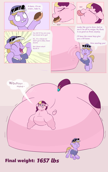 Size: 3000x4800 | Tagged: artist:comfyplum, belly, belly bed, belly expansion, big belly, blushing, butt, chubby, chubby cheeks, comic, derpibooru import, dialogue, donut, duo, duo female, eating, fat, feedee, feeder, feeding, female, fetish, food, growth, huge belly, huge butt, immobile, impossibly large belly, impossibly large butt, impossibly obese, incentive drive, large butt, morbidly obese, obese, oc, oc:comfy plum, oc:zero risk, plot, questionable, rear view, series:comfy plum's delicious donut drive, smiling, squishy, stomach noise, stretched cutie mark, tail, the ass was fat, unofficial characters only, weight gain, weight gain comic