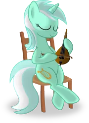 Size: 6463x8988 | Tagged: safe, artist:psyxofthoros, derpibooru import, lyra heartstrings, pony, unicorn, absurd resolution, bow (instrument), chair, cretan lyra, eyes closed, music, musical instrument, simple background, sitting, smiling, solo, transparent background, vector