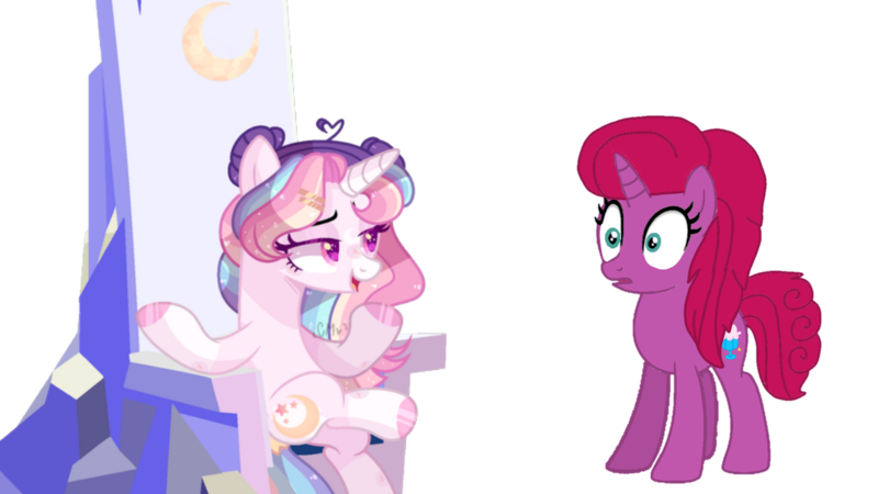 Size: 1920x1080 | Tagged: safe, artist:moon-rose-rosie, artist:徐詩珮, derpibooru import, oc, oc:betty pop, oc:celestial moon, alicorn, pony, unicorn, alicorn oc, base used, female, friendship throne, horn, magical lesbian spawn, mare, next generation, offspring, parent:glitter drops, parent:rainbow dash, parent:tempest shadow, parent:twilight sparkle, parents:glittershadow, parents:twidash, simple background, transparent background, wings