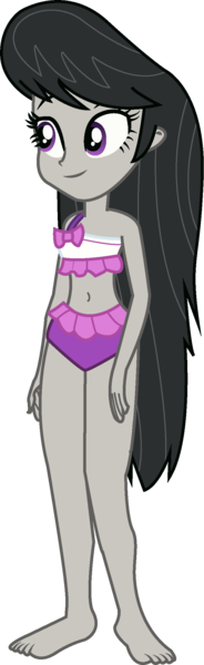 Size: 701x2286 | Tagged: safe, artist:marcorois, derpibooru import, edit, octavia melody, equestria girls, equestria girls series, spoiler:eqg series (season 2), barefoot, belly button, clothes, feet, female, midriff, smiling, solo, swimsuit