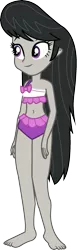 Size: 701x2286 | Tagged: safe, artist:marcorois, derpibooru import, edit, octavia melody, equestria girls, equestria girls series, spoiler:eqg series (season 2), barefoot, belly button, clothes, feet, female, midriff, smiling, solo, swimsuit
