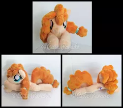 Size: 953x838 | Tagged: safe, artist:catnapcaps, derpibooru import, pear butter, earth pony, pony, beanie (plushie), female, irl, mare, photo, plushie, prone, solo