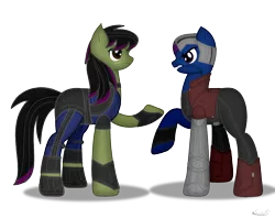 Size: 1180x936 | Tagged: safe, artist:99999999000, derpibooru import, ponified, pony, clothes, female, gamora, guardians of the galaxy, marvel, nebula (marvel), simple background