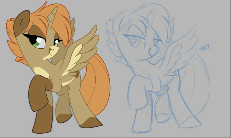 Size: 853x509 | Tagged: safe, artist:cheesepuffs, derpibooru import, oc, oc:gari, alicorn, pony, alicorn oc, female, horn, mare, sketch, socks (coat marking), solo, wings