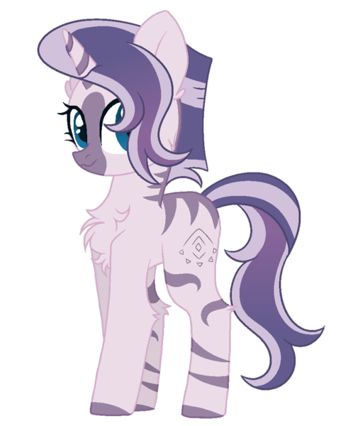 Size: 809x988 | Tagged: artist:lazuli, artist:palerose522, base used, chest fluff, derpibooru import, ear fluff, female, hybrid, interspecies offspring, magical lesbian spawn, mare, markings, oc, oc:amethyst melody (ice1517), offspring, parent:rarity, parents:raricora, parent:zecora, safe, simple background, solo, transparent background, unofficial characters only, zony