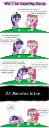 Size: 1920x5000 | Tagged: safe, artist:rockhoppr3, derpibooru import, pinkie pie, twilight sparkle, twilight sparkle (alicorn), alicorn, pony, blackjack, card, comic, floppy ears, gambling