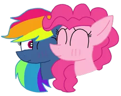 Size: 1356x1080 | Tagged: safe, artist:徐詩珮, derpibooru import, pinkie pie, rainbow dash, pony, secrets and pies, evil pie hater dash, female, kissing, lesbian, pinkiedash, pinkiehater, shipping, simple background, transparent background