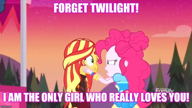 Size: 889x500 | Tagged: safe, derpibooru import, edit, edited screencap, screencap, pinkie pie, sunset shimmer, equestria girls, equestria girls series, sunset's backstage pass!, spoiler:eqg series (season 2), female, implied lesbian, implied shipping, implied sunsetsparkle, lesbian, meme, shipping, sunsetpie