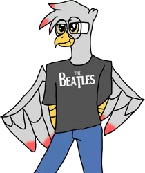 Size: 1333x1590 | Tagged: safe, artist:bluepi, artist:bluepi-arts, artist:sparks the griffon, derpibooru import, oc, oc:sparks (griffon), gryphon, griffon oc, male, simple background, solo, the beatles, transparent background