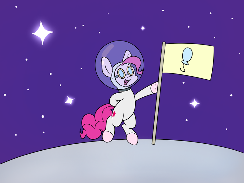 Size: 1200x900 | Tagged: safe, artist:heir-of-rick, derpibooru import, pinkie pie, earth pony, pony, sparkle's seven, astronaut pinkie, bipedal, female, flag, mare, open mouth, ponk, solo, space