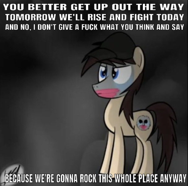 469 Artist Needed Derpibooru Import Deuce Edit Editor Undeadponysoldier Hat Hollywood Undead Lyrics Ponified Pony Safe Song Reference Text Undead Song Vulgar Twibooru