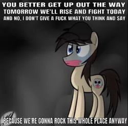 Size: 641x633 | Tagged: artist needed, safe, derpibooru import, edit, editor:undeadponysoldier, ponified, pony, deuce, hat, hollywood undead, lyrics, song reference, text, undead (song), vulgar