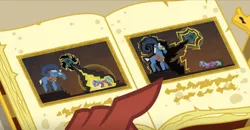 Size: 1234x644 | Tagged: bell, book, dark magic, derpibooru import, finger, grogar, grogar's bell, leak, lord tirek, magic, page, safe, screencap, the ending of the end