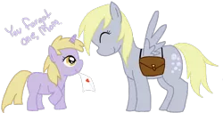 Size: 854x434 | Tagged: safe, artist:dcsheep, derpibooru import, derpy hooves, dinky hooves, pegasus, pony, cute, dinkabetes, equestria's best daughter, equestria's best mother, female, letter, mail, mailpony, mare