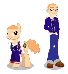 Size: 580x634 | Tagged: safe, artist:kayman13, derpibooru import, ponified, pony, equestria girls, base used, boots, bully, bully (video game), buzz cut, clothes, crest, cutie mark, duo, equestria girls-ified, jacket, jeans, jimmy hopkins, looking at each other, male, pants, school uniform, self ponidox, shoes, simple background, smiling, tail, transparent background, vest, zipper