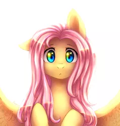 Size: 1900x2000 | Tagged: safe, artist:avrameow, derpibooru import, fluttershy, pegasus, pony, :<, backlighting, bust, cute, daaaaaaaaaaaw, ear down, female, floppy ears, full face view, heart eyes, hooves to the chest, looking at you, mare, one ear down, portrait, pure, shyabetes, simple background, solo, spread wings, white background, wholesome, wingding eyes, wings