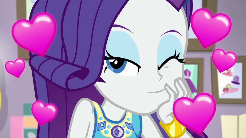 Size: 1920x1080 | Tagged: safe, derpibooru import, screencap, rarity, do it for the ponygram!, equestria girls, equestria girls series, spoiler:eqg series (season 2), geode of shielding, heart, looking at you, magical geodes, one eye closed, solo, wink