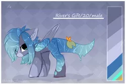 Size: 1096x729 | Tagged: safe, artist:little-sketches, derpibooru import, oc, oc:river's gift, unofficial characters only, original species, pony, water pony, abstract background, male, reference sheet, solo