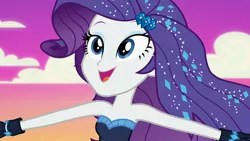 Size: 1920x1080 | Tagged: safe, derpibooru import, screencap, rarity, do it for the ponygram!, equestria girls, equestria girls series, the other side, spoiler:eqg series (season 2), armpits, arms wide open, bare shoulders, blooper, clothes, cute, gloves, raribetes, sleeveless, strapless, the other side bloopers