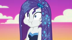 Size: 1920x1080 | Tagged: safe, derpibooru import, screencap, rarity, do it for the ponygram!, equestria girls, equestria girls series, the other side, spoiler:eqg series (season 2), bare shoulders, blooper, cheeks, sleeveless, strapless, the other side bloopers, wet, wet hair, wet hairity