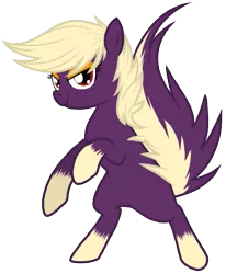 Size: 557x676 | Tagged: safe, artist:nukeleer, derpibooru import, ponified, pony, skunk, bipedal, crossover, looking at you, pokémon, skuntank, solo