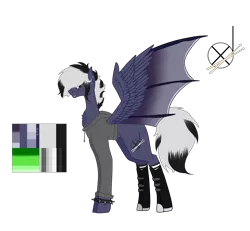 Size: 7370x6803 | Tagged: safe, artist:moonlight0shadow0, derpibooru import, oc, oc:night's rhythm, unofficial characters only, bat pony, hybrid, pony, bat pony oc, bat wings, boots, bracelet, chest fluff, clothes, converse, ear piercing, earring, freckles, hoodie, jewelry, lip piercing, male, piercing, reference sheet, shoes, simple background, socks, solo, spiked wristband, stallion, striped socks, transparent background, wings, wristband