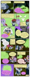 Size: 612x1556 | Tagged: safe, artist:newbiespud, derpibooru import, edit, edited screencap, screencap, alula, nightmare moon, noi, pinkie pie, pipsqueak, piña colada, scootaloo, sweetie belle, zecora, earth pony, pony, zebra, comic:friendship is dragons, luna eclipsed, animal costume, bandana, chicken pie, chicken suit, clothes, colt, comic, costume, dialogue, ear piercing, earring, everfree forest, eyepatch, female, filly, grin, implied twilight sparkle, jewelry, male, mare, neck rings, piercing, quadrupedal, raised hoof, rearing, scared, screencap comic, smiling, space helmet, statue, wolf costume