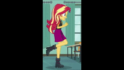 Size: 1920x1080 | Tagged: safe, derpibooru import, edit, edited screencap, editor:someguy845, screencap, sunset shimmer, do it for the ponygram!, equestria girls, equestria girls series, spoiler:eqg series (season 2), animated, boots, canterlot high, classroom, clothes, cropped, cute, dancing, female, legs, music, shimmerbetes, shoes, smiling, solo, sound, webm