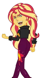 Size: 1313x2500 | Tagged: safe, derpibooru import, edit, vector edit, sunset shimmer, equestria girls, equestria girls series, sunset's backstage pass!, spoiler:eqg series (season 2), bunset shimmer, butt, clothes, dio brando, exploitable meme, it was me, jacket, jeans, jojo's bizarre adventure, like what you see?, meme, pants, simple background, transparent background, vector