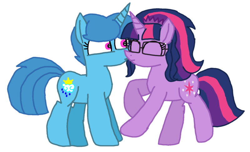 Size: 1772x1080 | Tagged: safe, artist:徐詩珮, derpibooru import, sci-twi, spring rain, twilight sparkle, ponified, pony, unicorn, equestria girls, equestria girls ponified, female, glasses, kissing, lesbian, mare, sci-springlight, shipping, springlight, straight, unicorn sci-twi