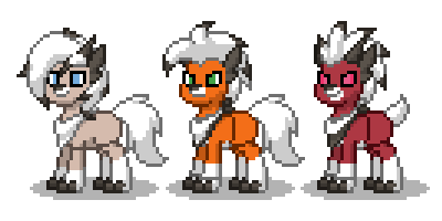 Size: 400x200 | Tagged: safe, artist:venombronypl, derpibooru import, lycanroc, pony, pony town, lycanroc dusk, lycanroc midday, lycanroc midnight, pokémon, simple background