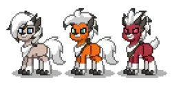 Size: 400x200 | Tagged: safe, artist:venombronypl, derpibooru import, lycanroc, pony, pony town, lycanroc dusk, lycanroc midday, lycanroc midnight, pokémon, simple background