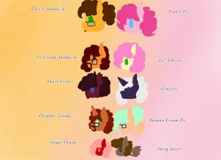 Size: 1200x867 | Tagged: safe, artist:redstreakboy, derpibooru import, cheese sandwich, li'l cheese, pinkie pie, oc, oc:banana cream pie, oc:cheddar foundue, oc:confetti, oc:icecream sandwich, oc:party favor, oc:party popper, oc:smart cookie, oc:sugar cannon, pony, the last problem, base used, cheesepie, female, male, offspring, parent:cheese sandwich, parent:pinkie pie, parents:cheesepie, shipping, straight