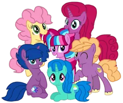 Size: 1286x1080 | Tagged: safe, artist:徐詩珮, derpibooru import, li'l cheese, little mac, oc, oc:betty pop, oc:bubble sparkle, oc:spring legrt, oc:storm lightning, alicorn, earth pony, pony, unicorn, the last problem, alicorn oc, base used, female, friendship, half-siblings, horn, magical lesbian spawn, magical threesome spawn, male, mane six opening poses, mare, multiple parents, next generation, offspring, parent:glitter drops, parent:spring rain, parent:tempest shadow, parent:twilight sparkle, parents:glittershadow, parents:sprglitemplight, parents:springdrops, parents:springshadow, parents:springshadowdrops, siblings, simple background, sisters, stallion, transparent background, wings